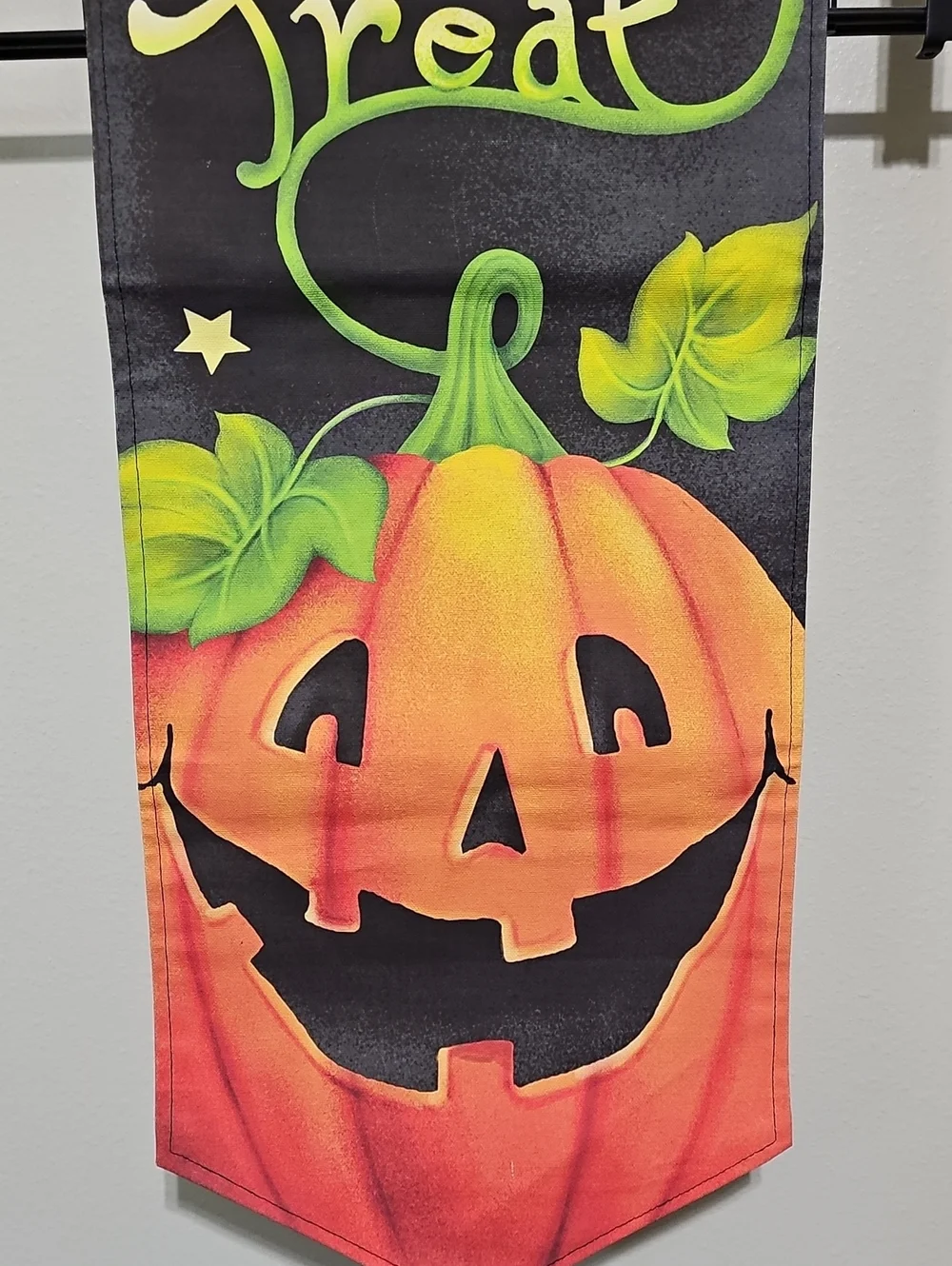 Halloween Canvas Wall Banner Trick Or Treat with Bat Charm 35